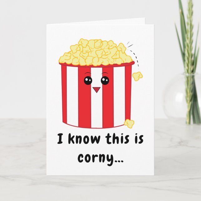Tarjeta Cumpleaños de Cute Popcorn (Anverso)