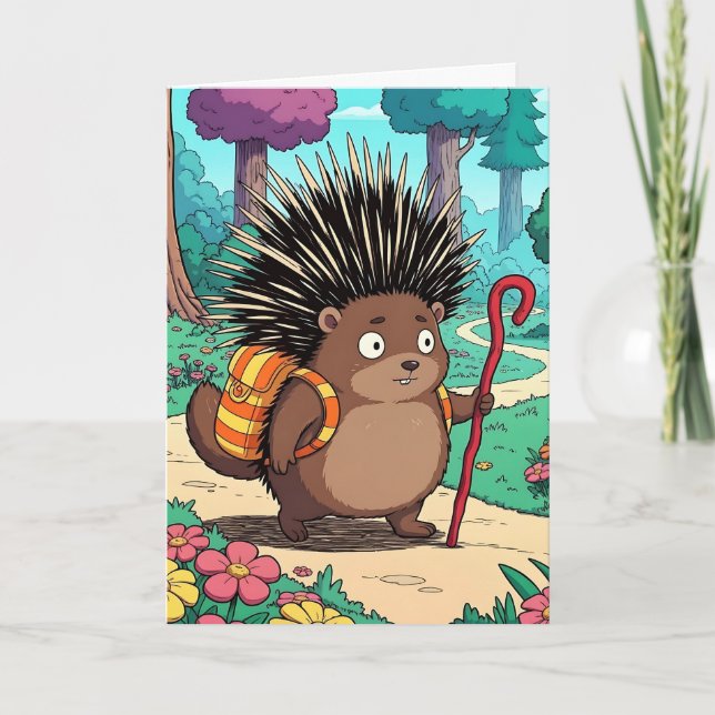 Tarjeta Cumpleaños de Cute Porcupine Nephew (Anverso)