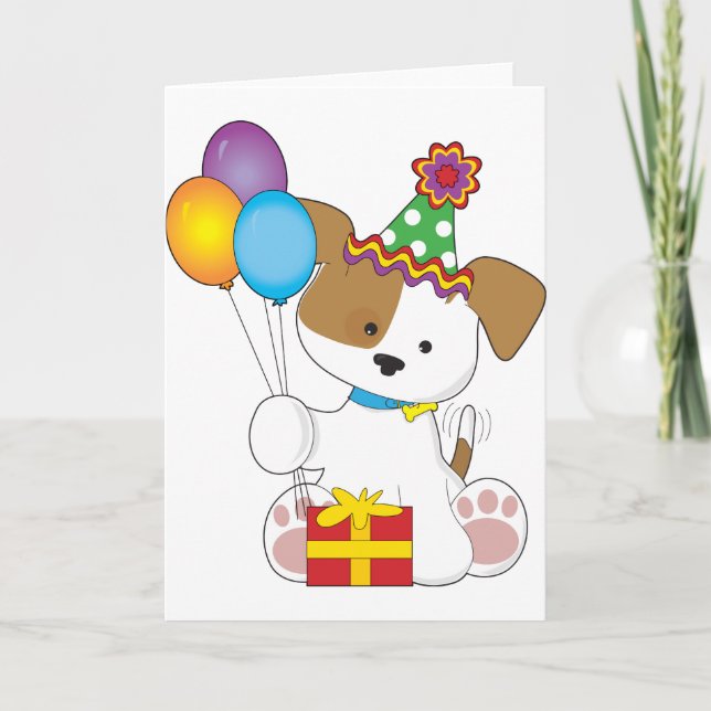 Tarjeta Cumpleaños de Cute Puppy (Anverso)