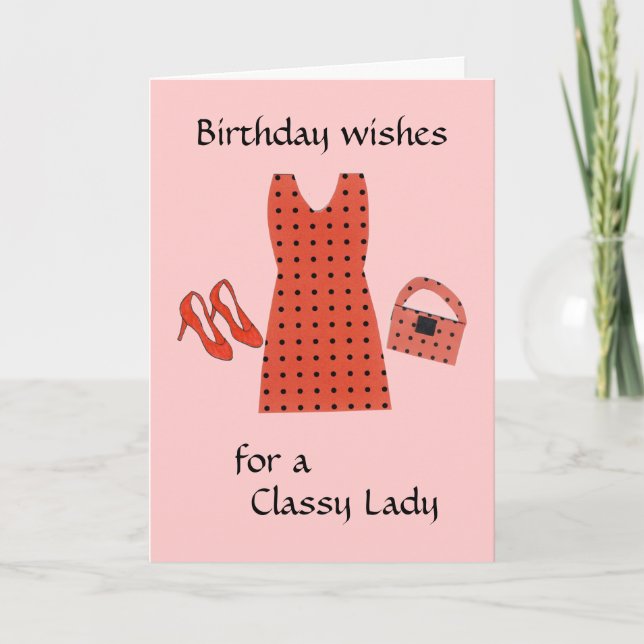 Tarjeta Cumpleaños de Dama Elegante (Anverso)