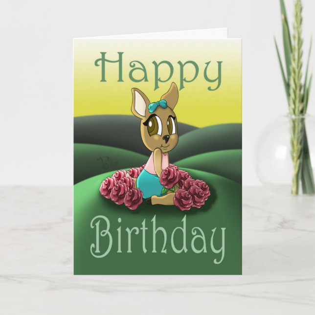 Tarjeta Cumpleaños de Deer Animal Rosa (Anverso)