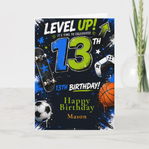 Tarjeta Cumpleaños de Deportes de Juegos Level Up