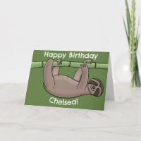 Cumpleaños de dibujo animado de perezoso feliz en