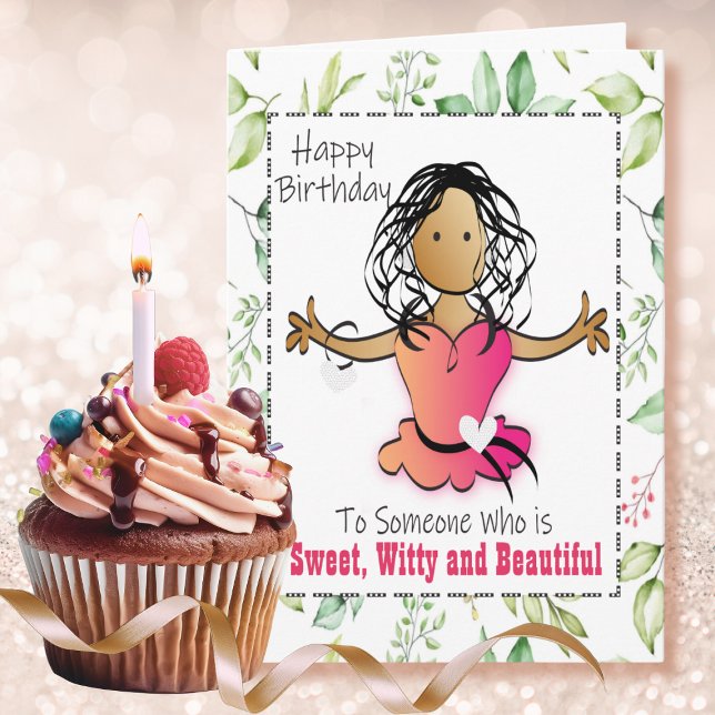 Tarjeta Cumpleaños de dibujos animados femeninos divertido (Subido por el creador)