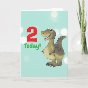 Tarjeta Cumpleaños de dinosaurio de 2 años - 2do cumpleaño