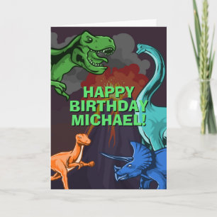 Tarjeta Cumpleaños de dinosaurio para niños personalizable