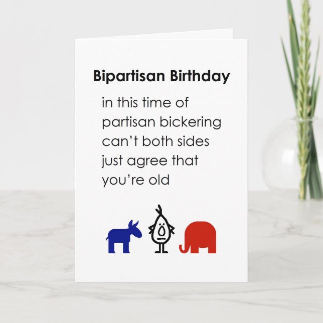 Tarjeta Cumpleaños de dos partidos, un poema divertido del (Anverso)