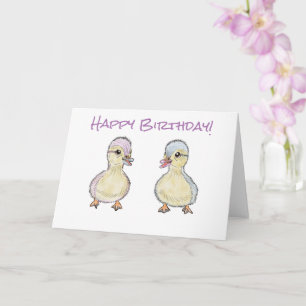 Tarjeta Cumpleaños de Dos Patos Pequeños