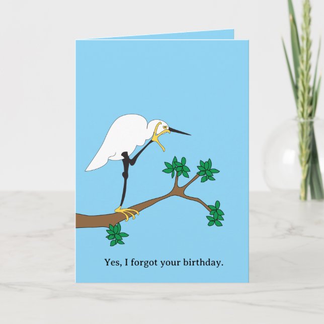 Tarjeta Cumpleaños de Egret Belated (Anverso)