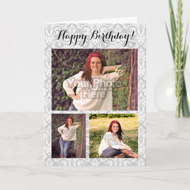 Tarjeta Cumpleaños de encargo del damasco de la imagen del (Anverso)