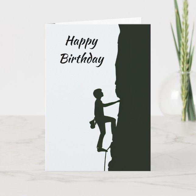Tarjeta Cumpleaños de escalador de rocas y montañas (Anverso)
