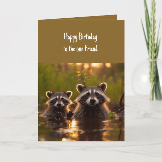 Tarjeta Cumpleaños de ese amigo Raccoons lindo (Anverso)