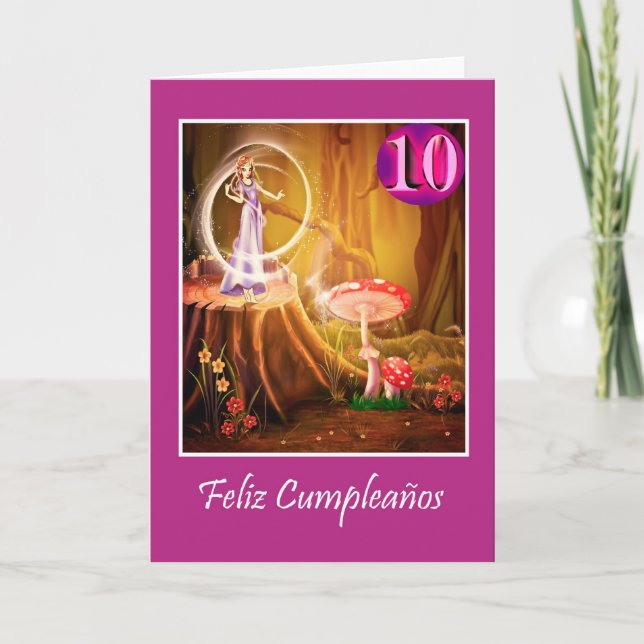 Tarjeta Cumpleaños de España para un chica de 10 años con  (Anverso)