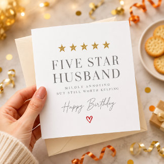 Tarjeta Cumpleaños de esposo cinco estrellas