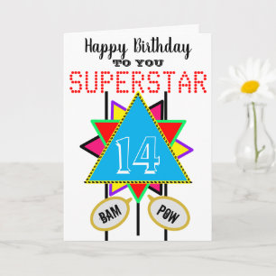 Tarjeta Cumpleaños de Estrella 14 Azul SUPERSTAR PARA TODA