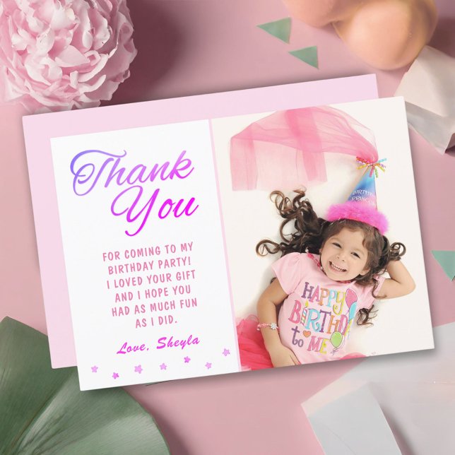 Tarjeta Cumpleaños de estrellas rosadas lindas Foto Gracia (Subido por el creador)