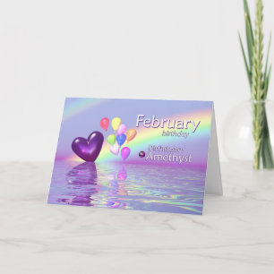 Tarjeta Cumpleaños de Febrero Amethyst Heart