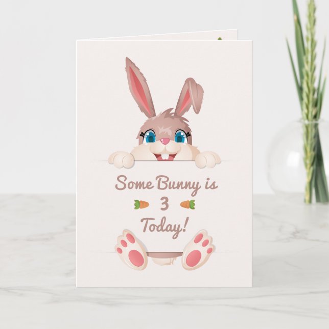 Tarjeta Cumpleaños de Felicidad de Conejo Curioso Peeking (Anverso)