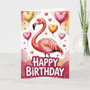 Tarjeta Cumpleaños de flamenco brillante y lindo