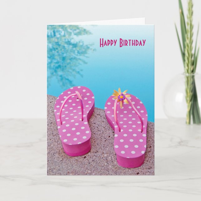 Tarjeta Cumpleaños de Flip-Flops (Anverso)
