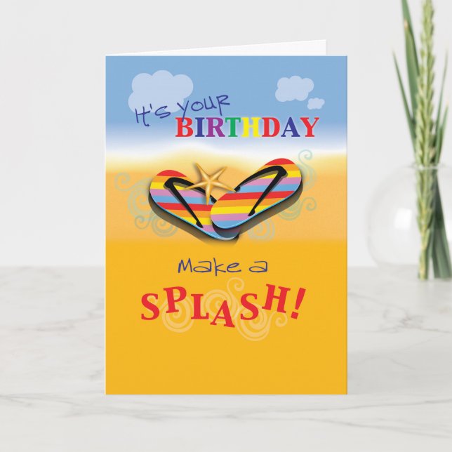 Tarjeta Cumpleaños de Flip Flops Beach (Anverso)