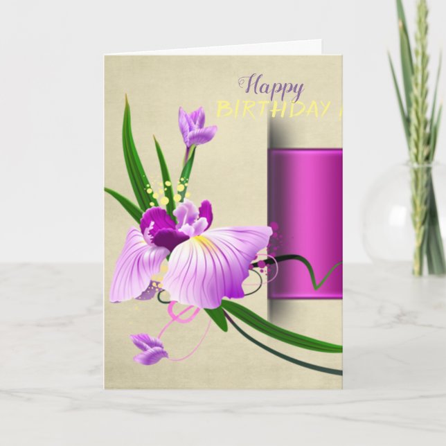 Tarjeta Cumpleaños de flor chic (Anverso)