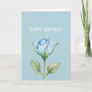Tarjeta Cumpleaños de Flor de Rosa Azul Claro Bonita