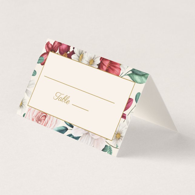 Tarjeta Cumpleaños de Floral Blanca Rosa de Borgoña (Anverso)