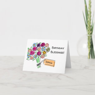 Tarjeta Cumpleaños de Floral Religiosa