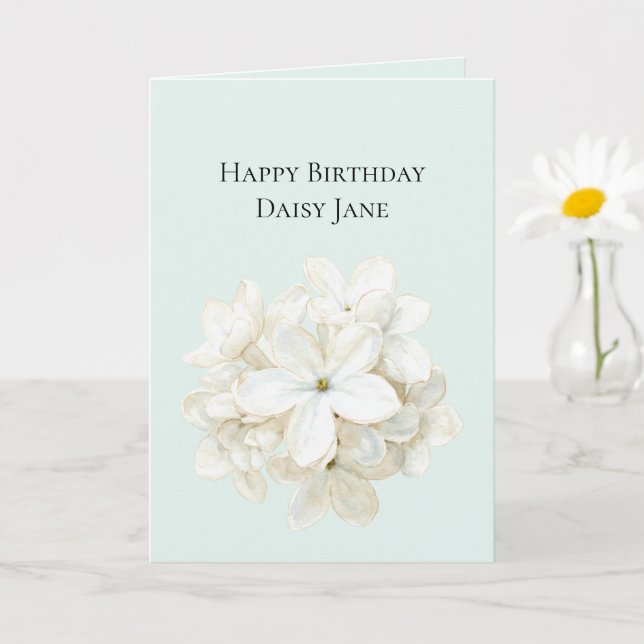 Tarjeta Cumpleaños de flores blancas de menta (Planta pequeña)