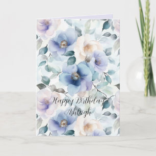 Tarjeta Cumpleaños de flores blancas lavanda púrpura bonit
