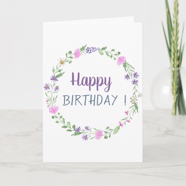 Tarjeta Cumpleaños de flores chic de pradera (Anverso)
