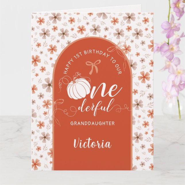 TARJETA CUMPLEAÑOS DE FLORES DE CALABAZA DE OTÑO CON ARCO  (Orquídea)