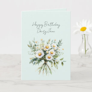 Tarjeta Cumpleaños de flores de margarita menta