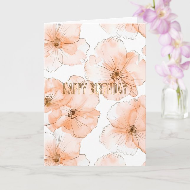 Tarjeta Cumpleaños de Flores de Melocotón Bonitas (Orquídea)