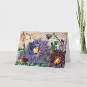 Tarjeta Cumpleaños de flores moradas grandes y espectacula
