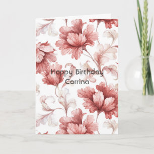 Tarjeta Cumpleaños de flores rojas bastante chic
