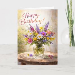 Tarjeta Cumpleaños de flores silvestres coloridas