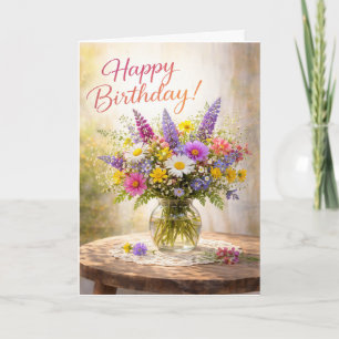 Tarjeta Cumpleaños de flores silvestres coloridas