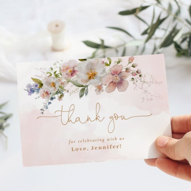 Tarjeta cumpleaños de flores silvestres rosadas de Rubor g (Subido por el creador)