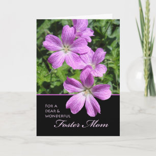 Tarjeta Cumpleaños de Foster Mom, Purple Geraniums