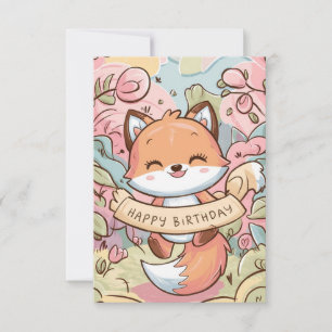 Tarjeta Cumpleaños de Fox con Encanto de bonito