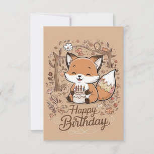 Tarjeta Cumpleaños de Fox con Encanto Editable