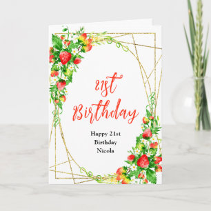 Tarjeta Cumpleaños de Fresas y Margaritas
