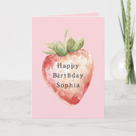 Tarjeta Cumpleaños de Fruta de Fresa Rosa