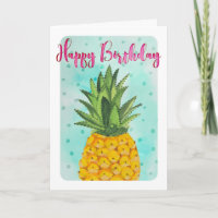Cumpleaños de fruta de Piña amarilla Tropical