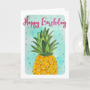 Tarjeta Cumpleaños de fruta de Piña amarilla Tropical