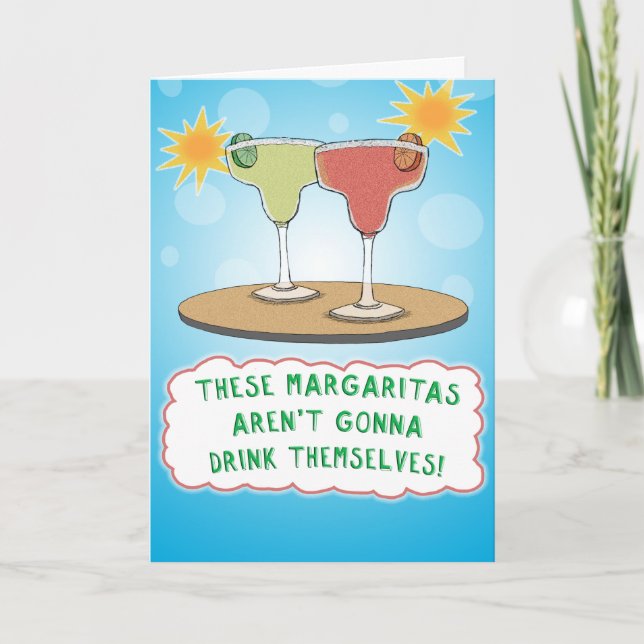 Tarjeta Cumpleaños de Funny Margaritas (Anverso)