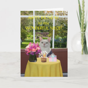Tarjeta Cumpleaños de gata femenina personalizable