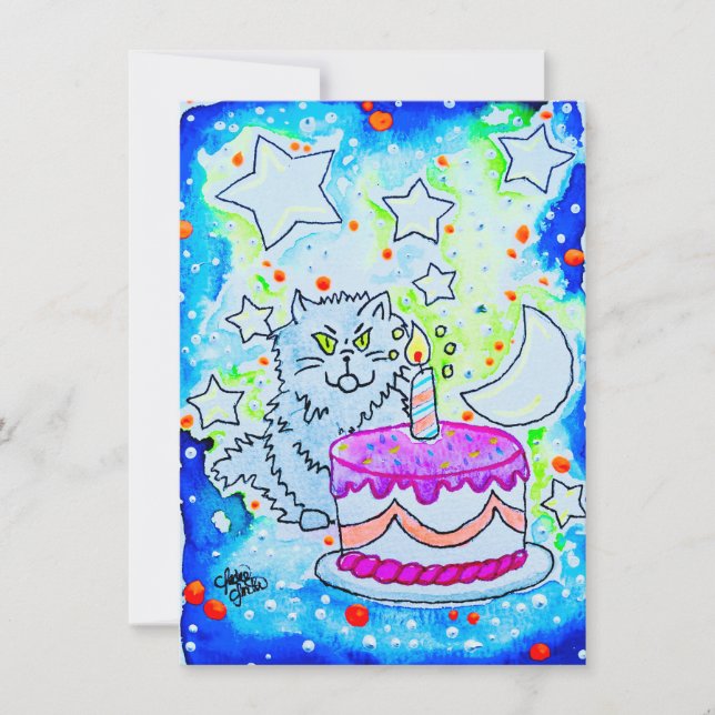 Tarjeta cumpleaños de gato (Anverso)